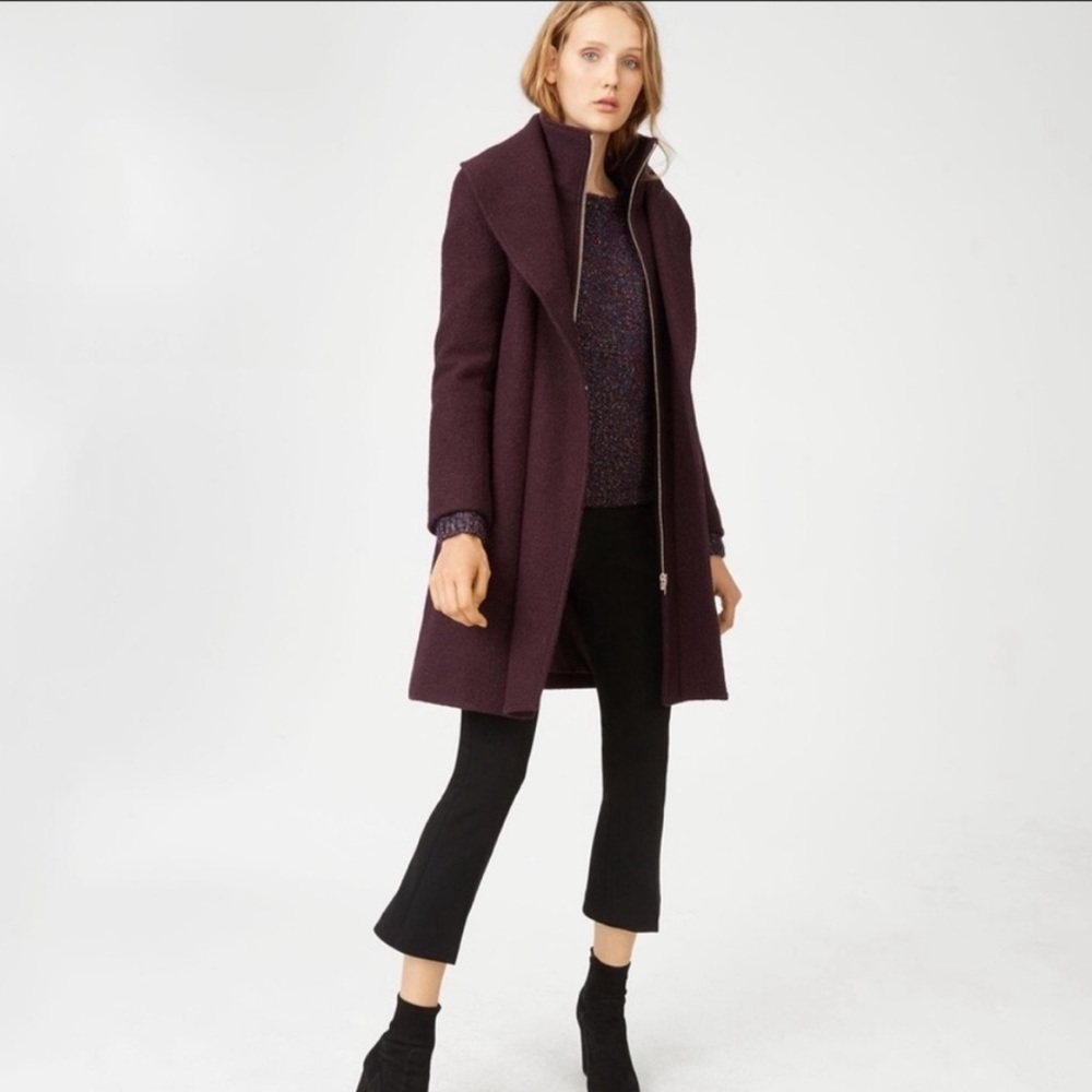 Plum Wool Club Monaco Coat
